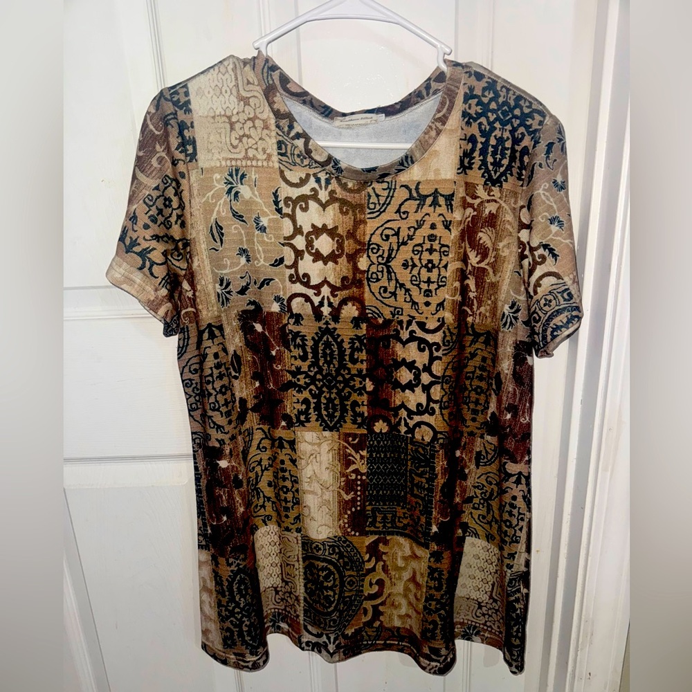 Patchwork Print Women's Top